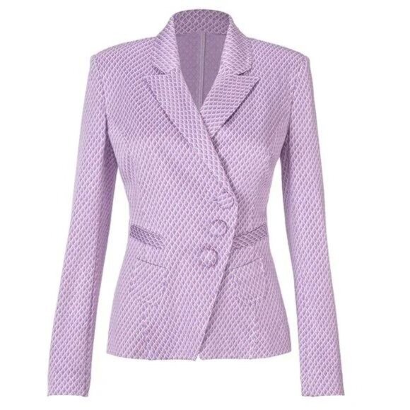 Cabi Imperial Blazer Jacket Style 5847 Purple Diamond Pattern Medium - Picture 2 of 8